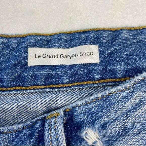 FRAME DISTRESSED DENIM SHORTS    LE GRAND GARÇON SHORT - Picture 5 of 7